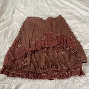 Monoreno LARGE brick red Tiered Skirt Brown bohemian avant garde
